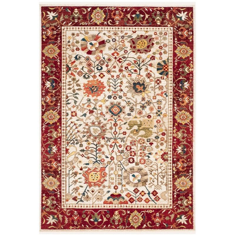 Ivory and Red 9' x 12' Synthetic Reversible Area Rug