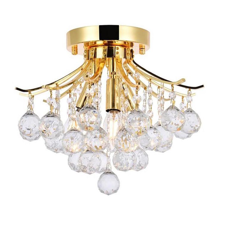 Gold and Crystal 12" Flush Mount Light with Royal Cut Crystals