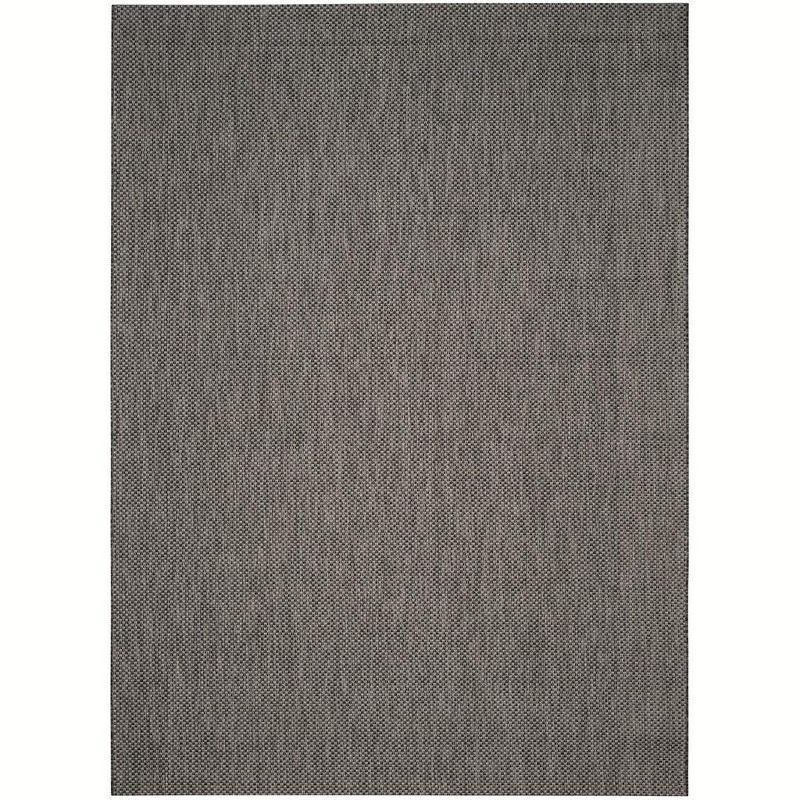 Elegant Courtyard-Inspired Black and Beige 9' x 12' Synthetic Area Rug