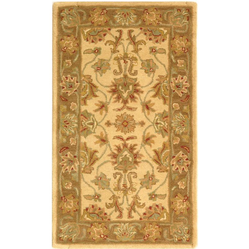 Elegant Heritage Ivory & Brown Wool Oval Rug, 2'3" x 4'