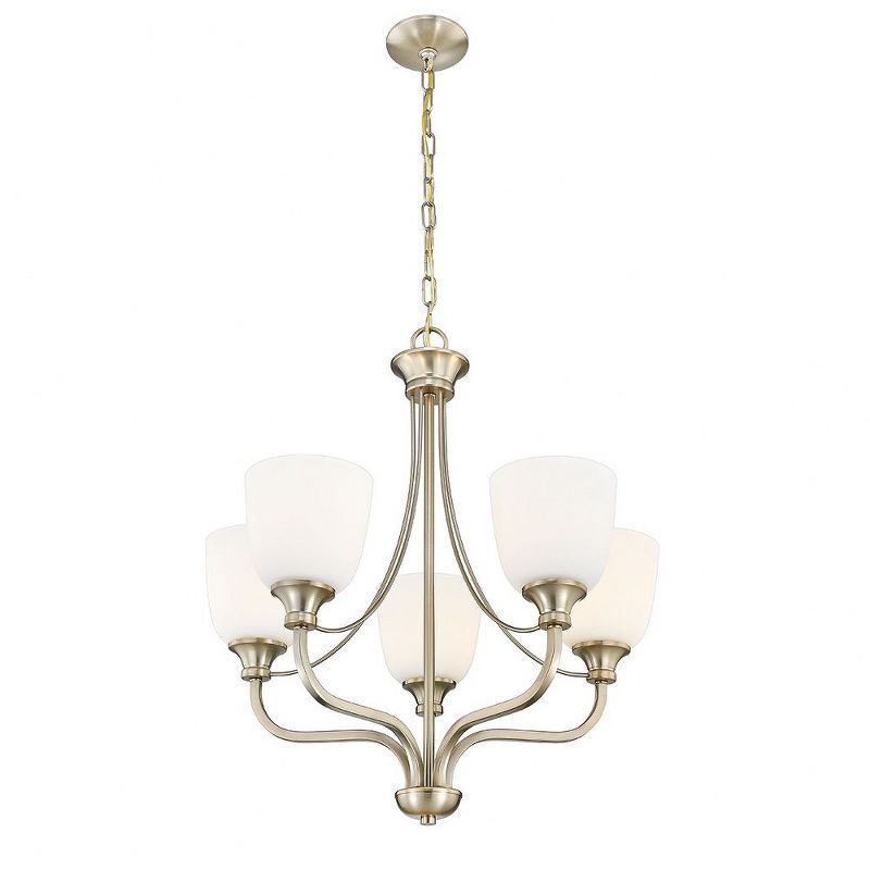 Alberta Brushed Nickel 5-Light Chandelier with Frosted Glass Shades