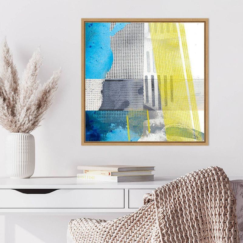 Origin Yellow I Abstract Canvas Print with Maple Floater Frame