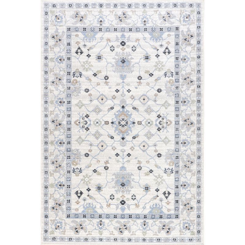 Light Blue Medallion 5' x 7' Stain-Resistant Washable Rug