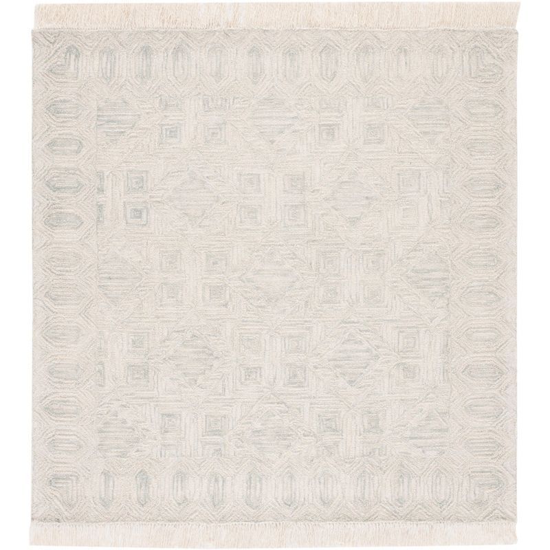Hand-Tufted Light Blue Square Wool Rug - 6'x6'