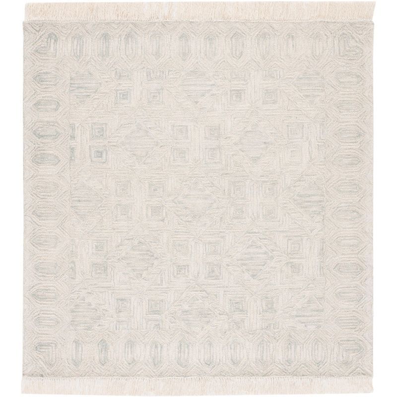 Hand-Tufted Light Blue Square Wool Rug - 6'x6'