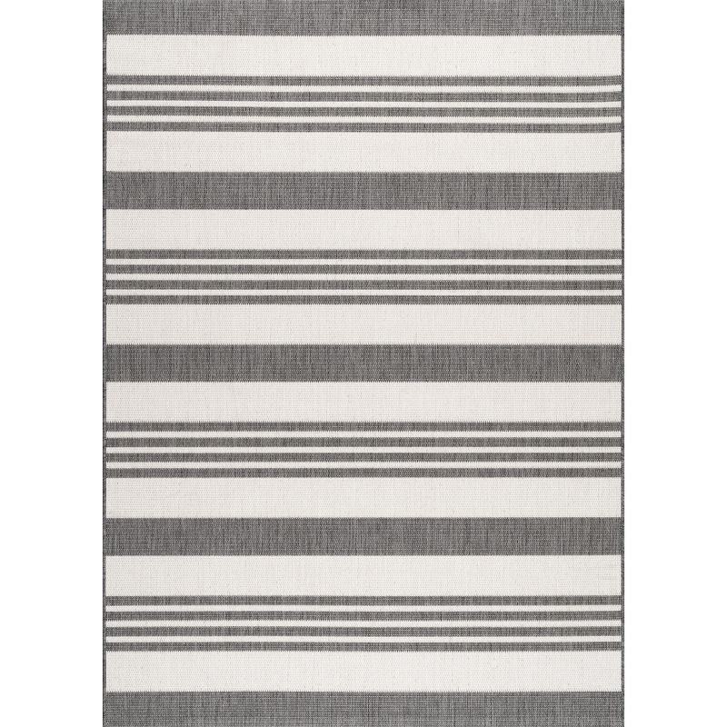 Beige and Brown 6' x 9' Stripe Synthetic Area Rug