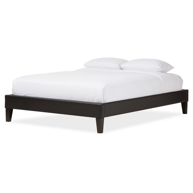 Lancashire Black Faux Leather Upholstered Full Bed Frame with Tapered Legs