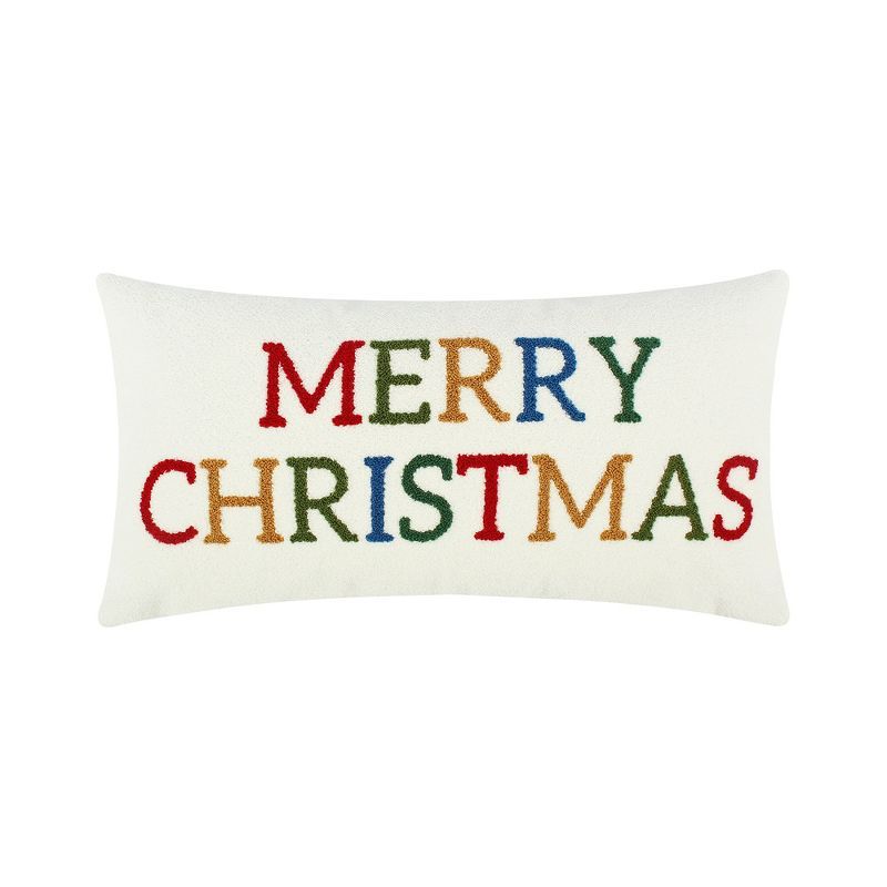 Festive Multicolor Merry Christmas Rectangular Pillow 12x24