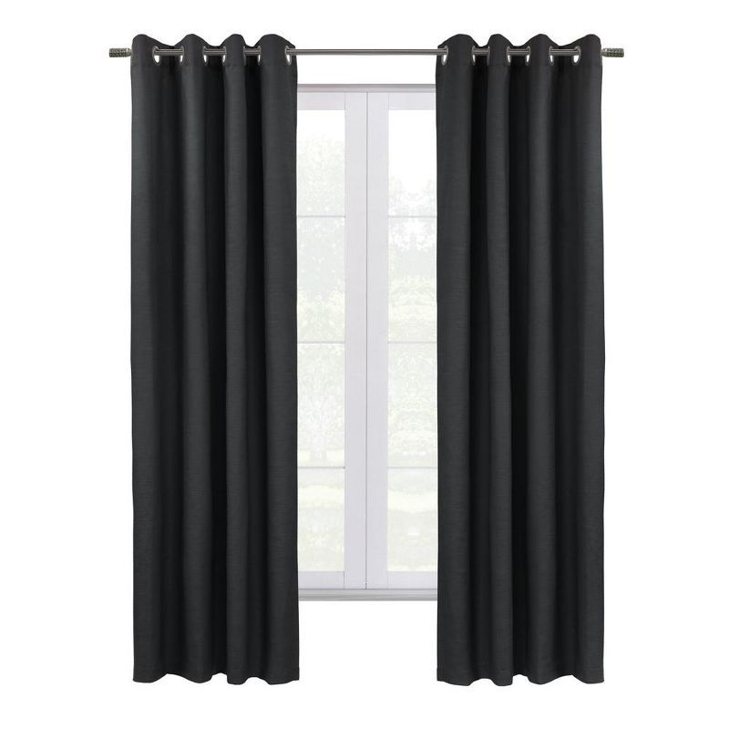 Thermaplus Blackout Grommet Curtain Panel 52" x 108" Black Cotton Polyester