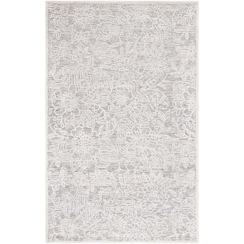 Grey and Ivory Hand-Tufted Wool 8' x 10' Area Rug