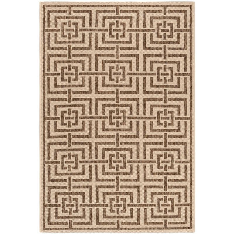 Beige Geometric Flat Woven Synthetic 5' x 7' Area Rug