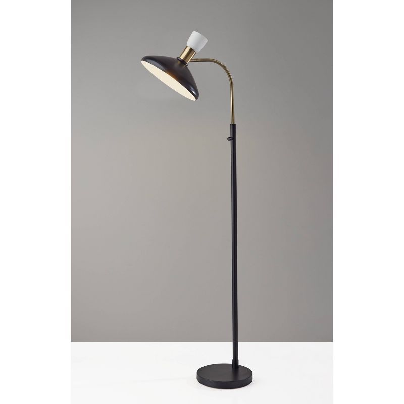 Edison Adjustable Black and Brass Metal Floor Lamp