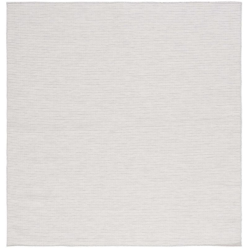 Ivory Square Synthetic Non-slip Area Rug 6'5" x 6'5"