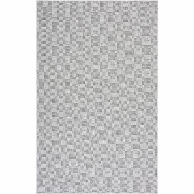 Gray Diamond Pattern Synthetic Indoor/Outdoor Area Rug, 5'-1" x 7'-6"