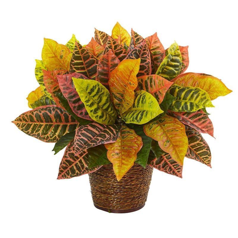 Autumnal 17" Potted Plastic Croton Artificial Plant