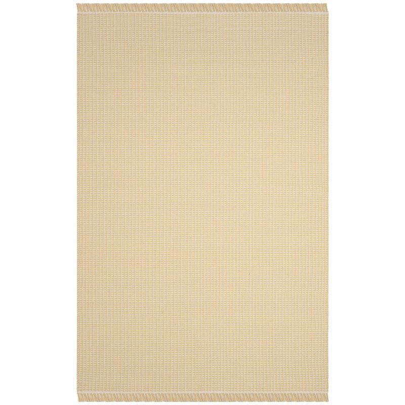 Ivory and Yellow Handwoven Cotton 6' x 9' Area Rug