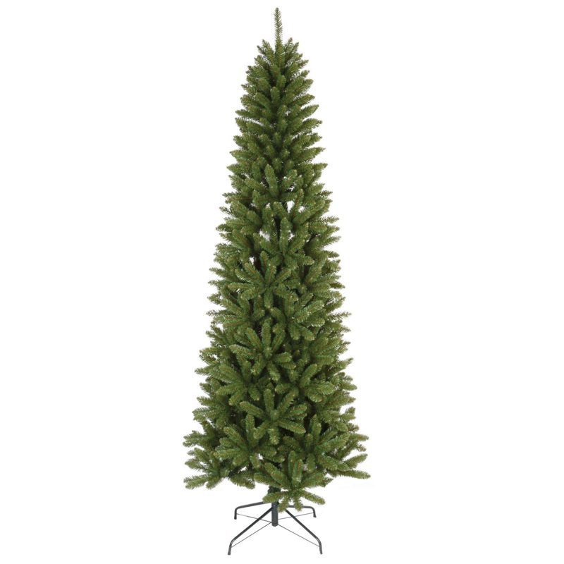 Slim Green Pine 90" Artificial Christmas Tree with Metal Stand