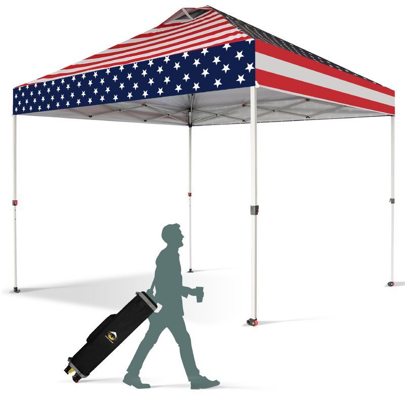 American Flag 10x10 Pop Up Canopy Tent with Steel Frame