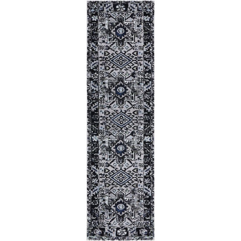 Elegant Reversible Light/Dark Grey Oriental Runner Rug