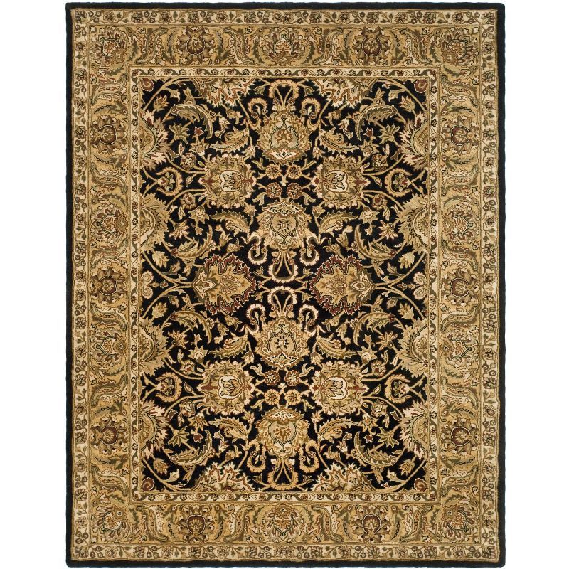 Handmade Tufted Black Wool Rectangular Area Rug, 7'6" x 9'6"
