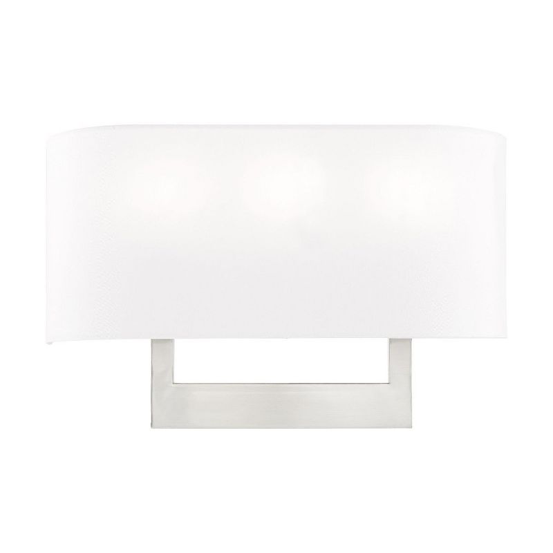 Brushed Nickel 3-Light ADA Compliant Wall Sconce with Fabric Shade