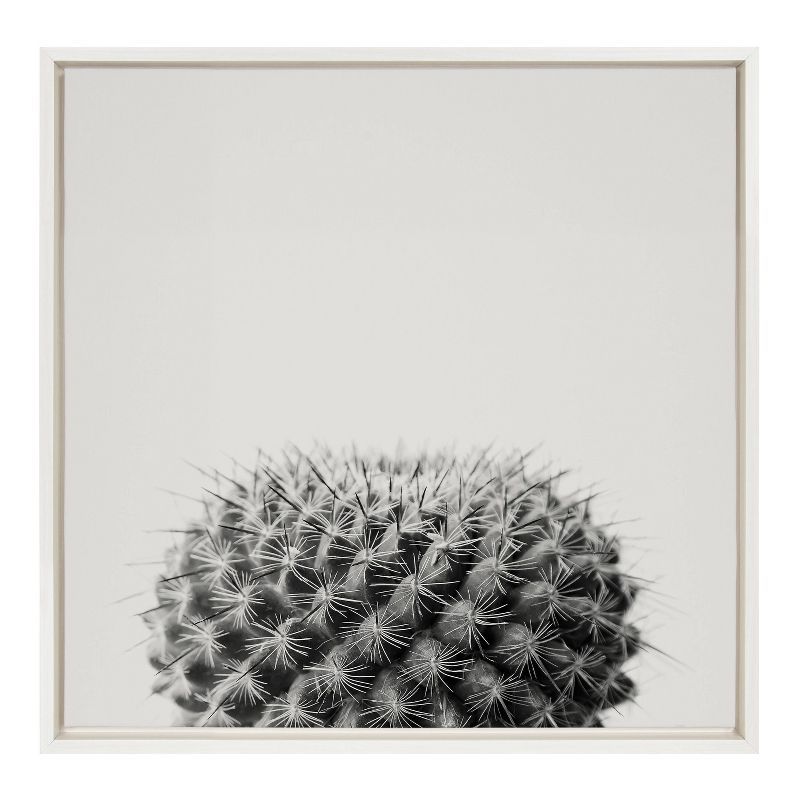 22" x 22" White Framed Cactus Canvas Wall Art