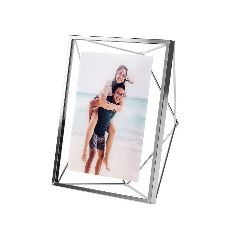 Prisma Geometric Chrome 5"x7" Floating Picture Frame