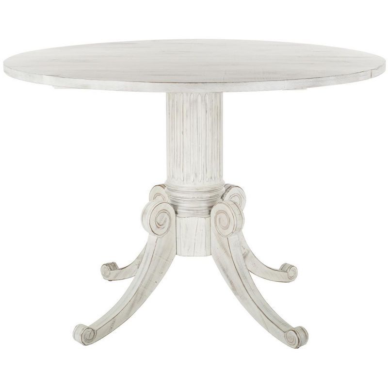 Round White Reclaimed Wood Extendable Dining Table