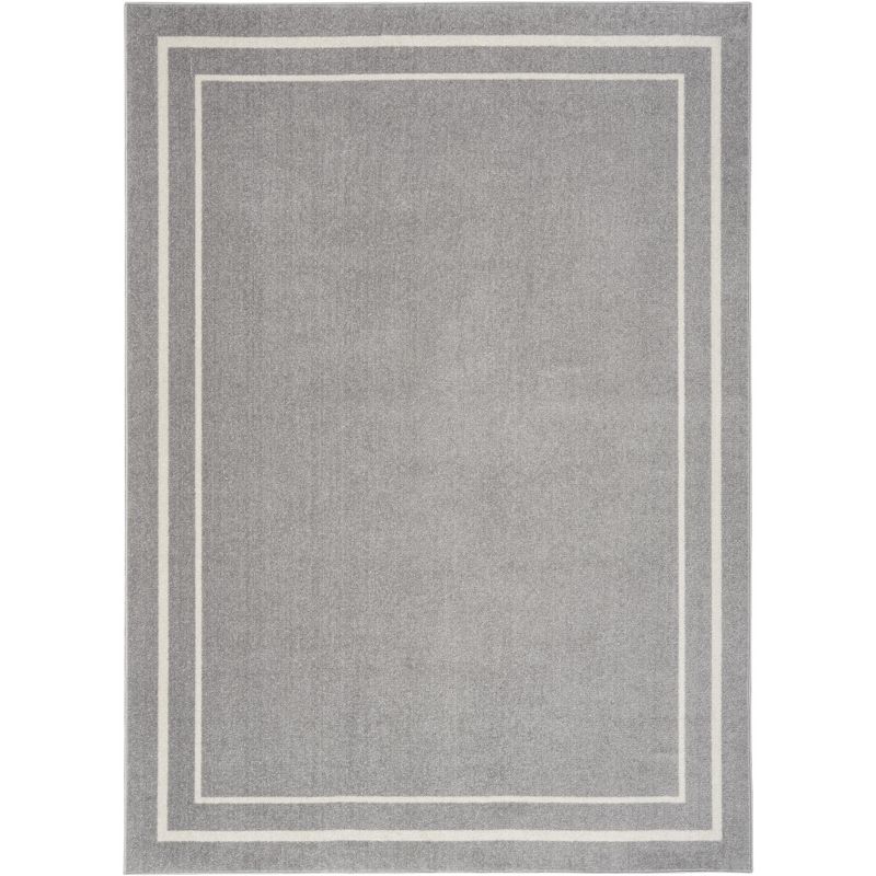 Essentials Grey/Ivory Synthetic 5' x 7' Easy-Care Outdoor Rug