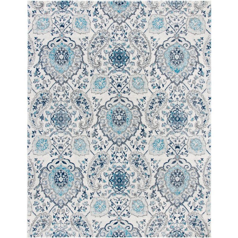 Round 79" Gray Cotton and Synthetic Easy Care Rug