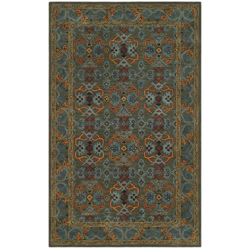 Handmade Blue and Sage Wool 4' x 6' Tufted Area Rug