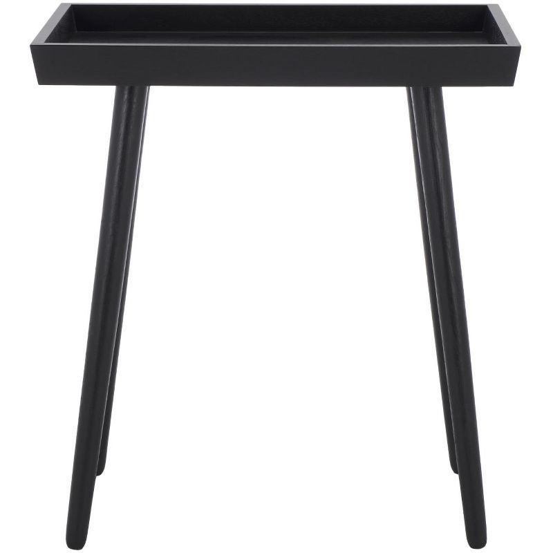 Nonie Black Pine Wood Rectangular Tray Accent Table