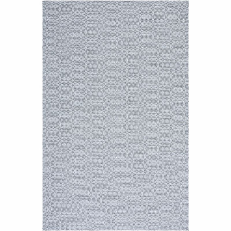 Hampton Grey and Blue Rectangular Wool Area Rug