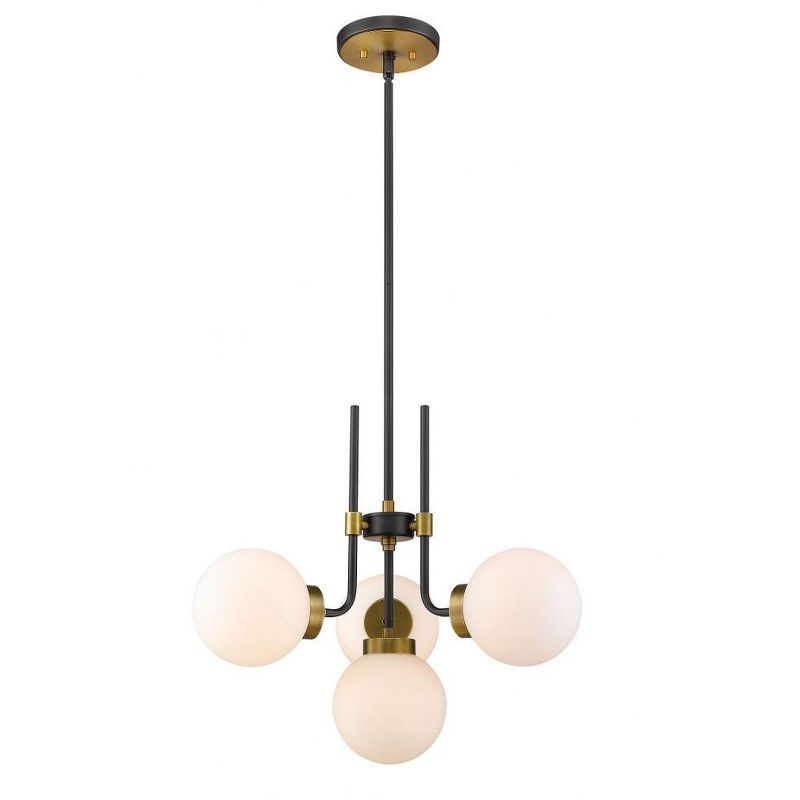 Parsons Matte Black and Olde Brass 97'' Chandelier with Opal Shades