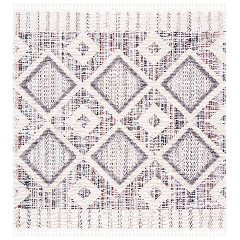 Hand-Knotted Marrakesh Square Gray Wool Blend 6'7" Rug