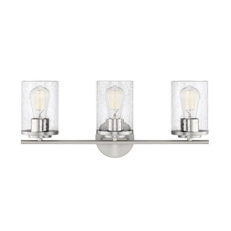 Marshall 3-Light Polished Chrome Vanity Fixture with Seeded Glass Shades