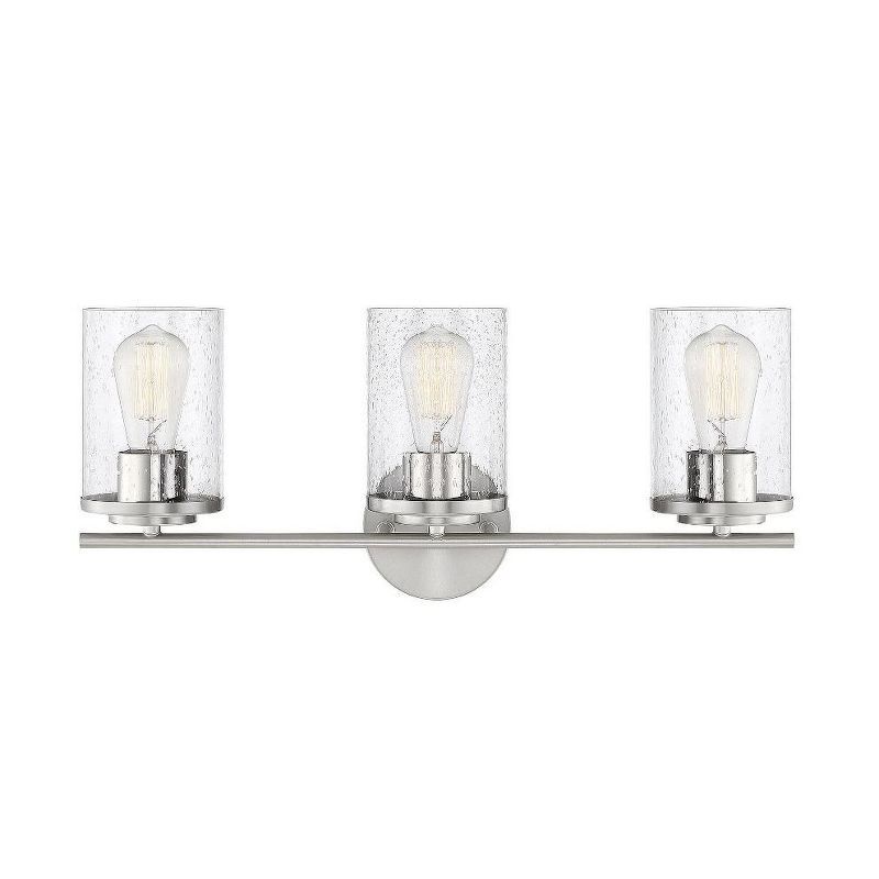 Marshall 3-Light Polished Chrome Vanity Fixture with Seeded Glass Shades