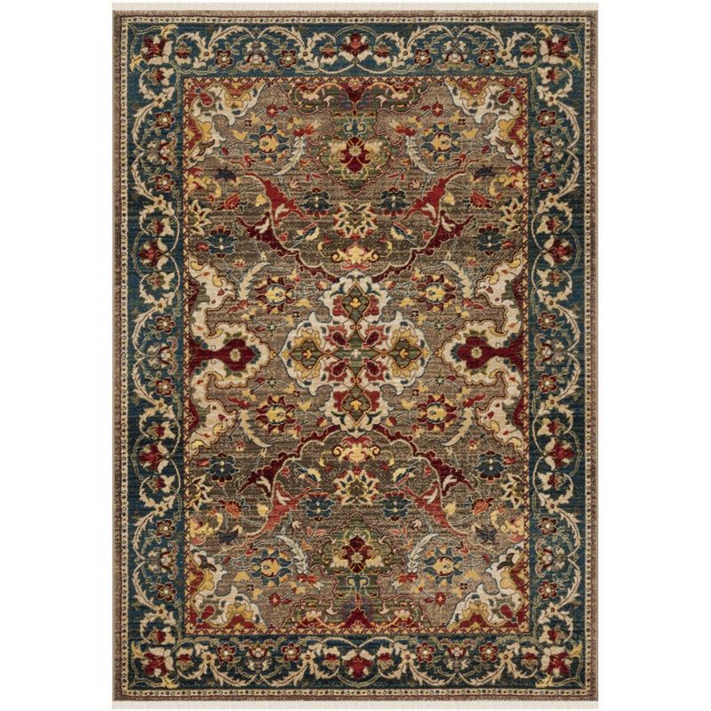 Elysian Blue Floral 5'1" x 7'5" Easy-Care Synthetic Area Rug
