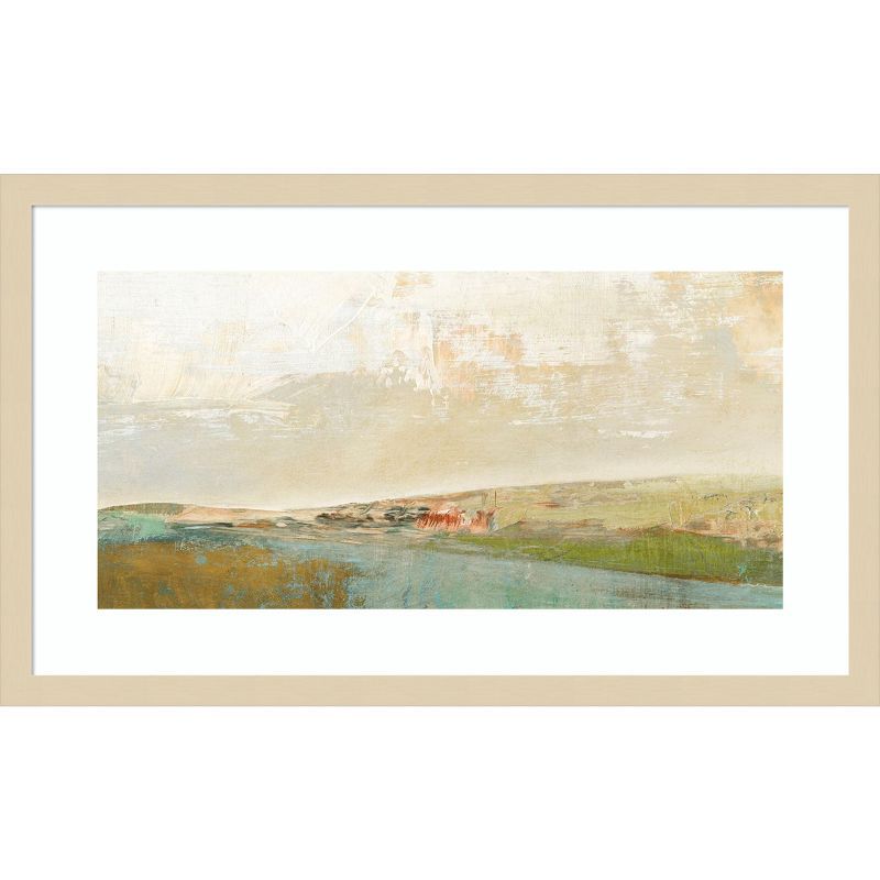 Earth Tones Abstract Landscape Lithograph with Wood Frame