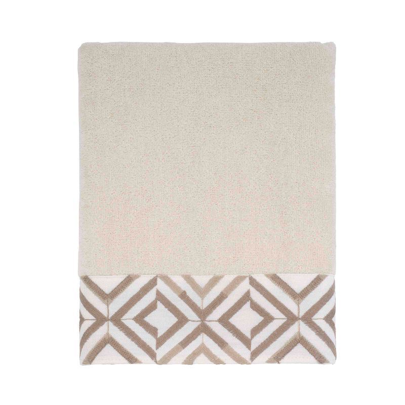 Ivory and Brown Cotton Polyester Hand Towel Set