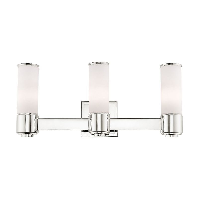 Polished Nickel Three-Light Bathroom Vanity Fixture