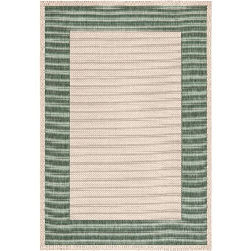 Beige and Dark Green Rectangular Synthetic Indoor/Outdoor Rug