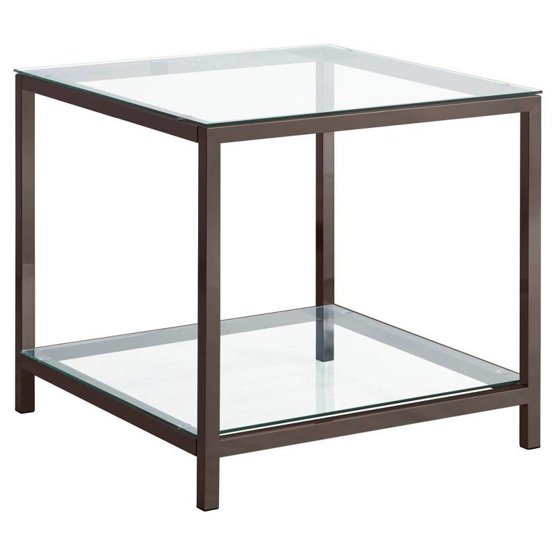 Silver Rectangular Metal and Glass End Table