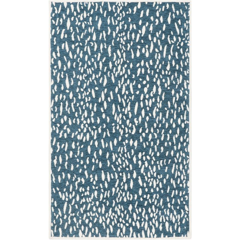 Blue and Ivory Hand Loomed Flat Weave Area Rug