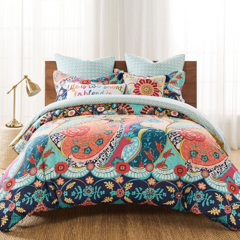 Jules Multicolor Cotton Bohemian Full/Queen Duvet Cover Set