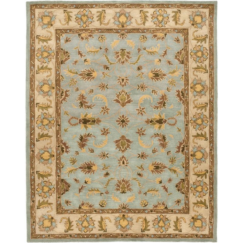 Light Blue and Beige Hand-Tufted Wool Area Rug