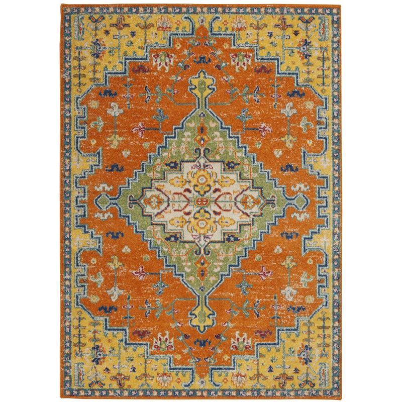 Allure Boho Medallion 5' x 7' Orange Multicolor Easy-Care Area Rug