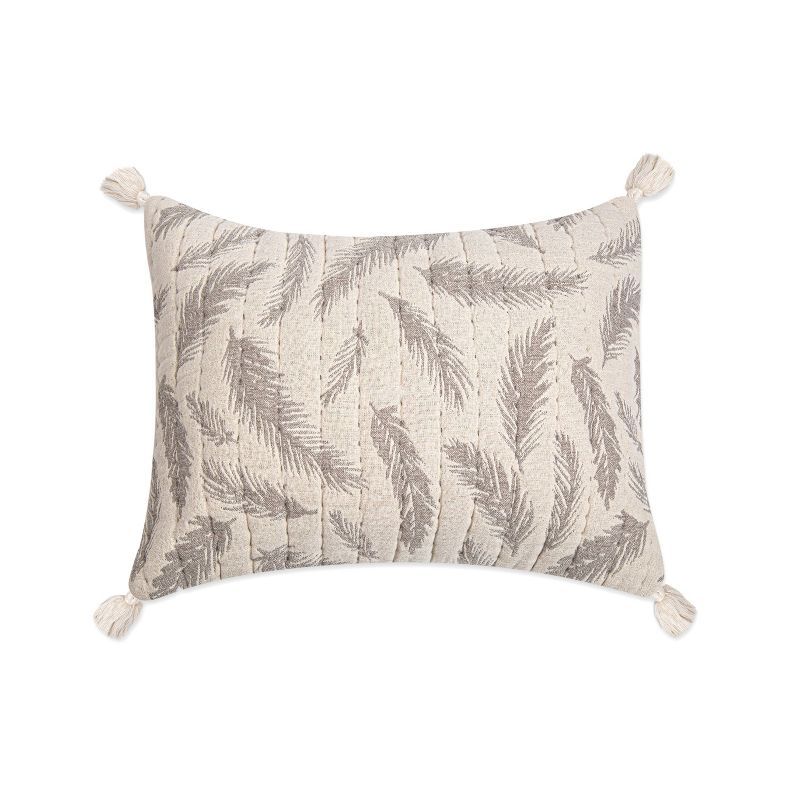 Hand-Quilted Gray Feather Cotton Nursery Pillow