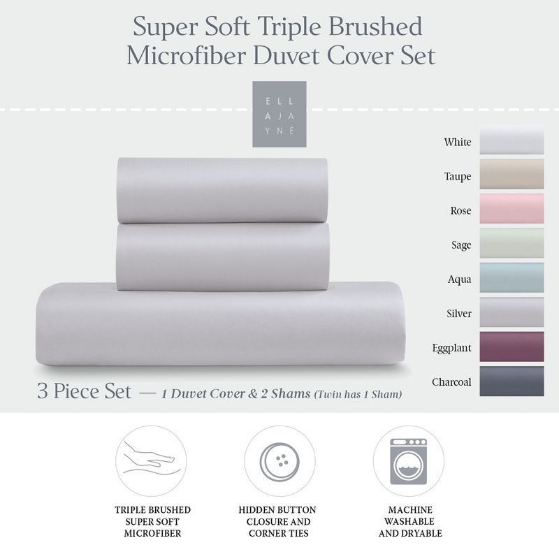 Silver Full/Queen Super Soft Microfiber Duvet Cover Set