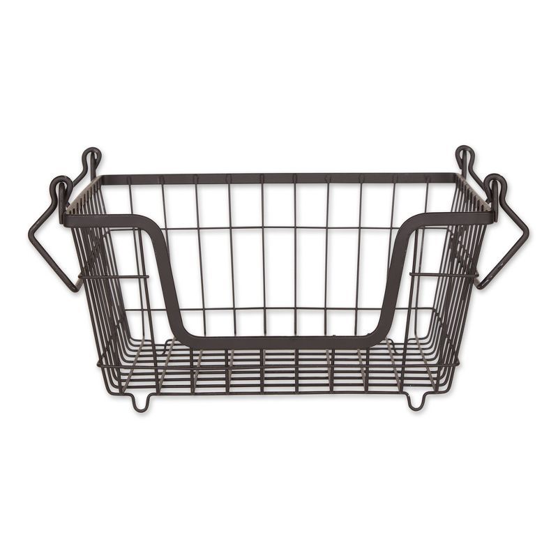 Small Black Metal Wire Mesh Stackable Storage Basket